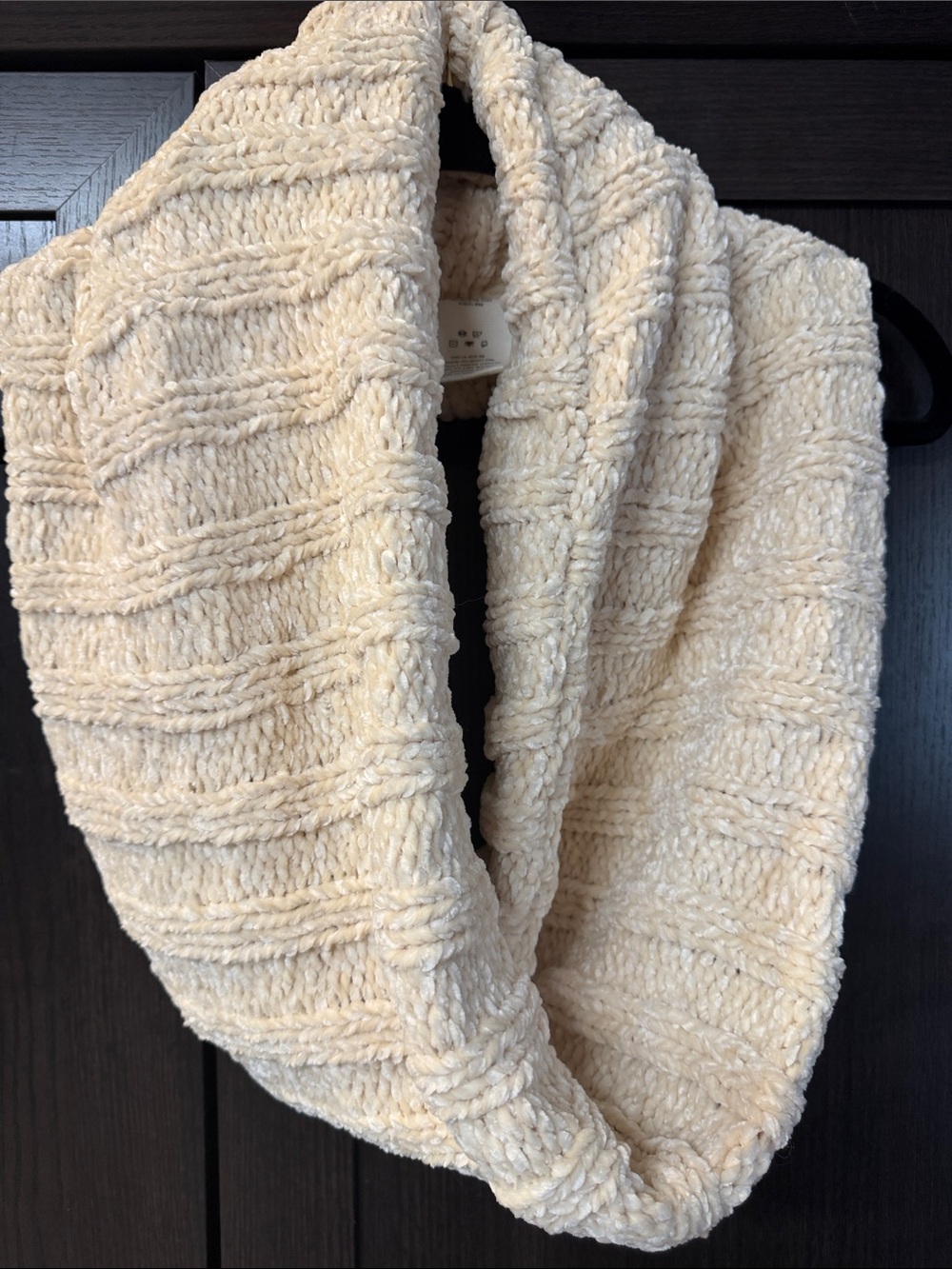Plush Cream Knit Infinity Scarf - Peace & Pearls